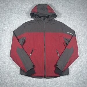 Woolrich Parka Jacket Mens Size Medium Red Full Zip‎ Hooded Merlot Rain Hiking